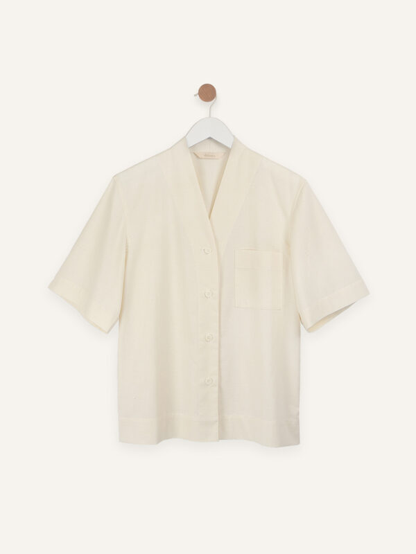 Slub cotton short sleeve shirt
