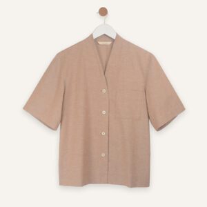 Slub cotton short sleeve shirt