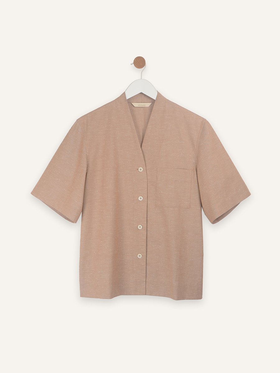 Slub cotton short sleeve shirt