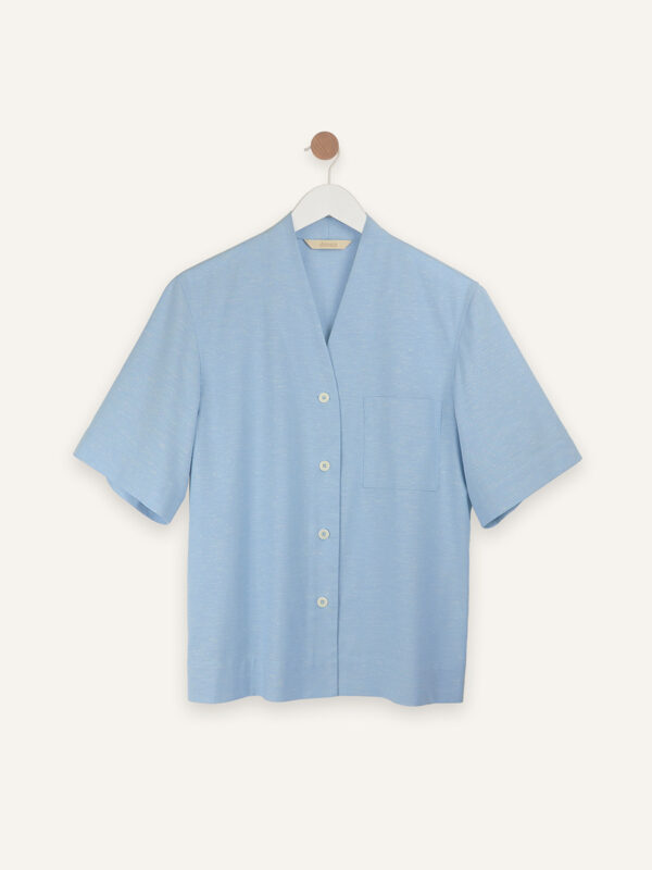 Slub cotton short sleeve shirt