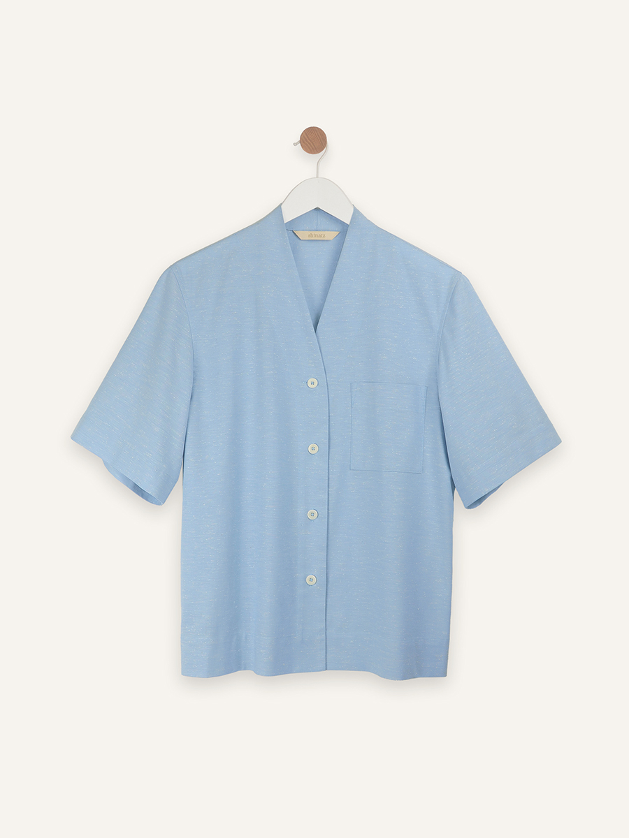 Slub cotton short sleeve shirt
