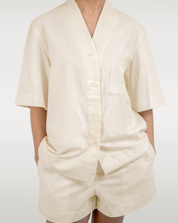 Slub cotton short set