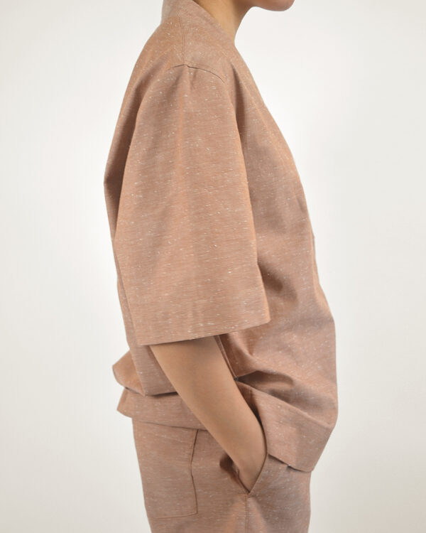 Slub cotton short set