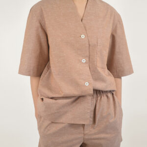 Slub cotton short set