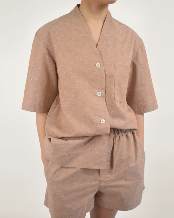 Slub cotton short set