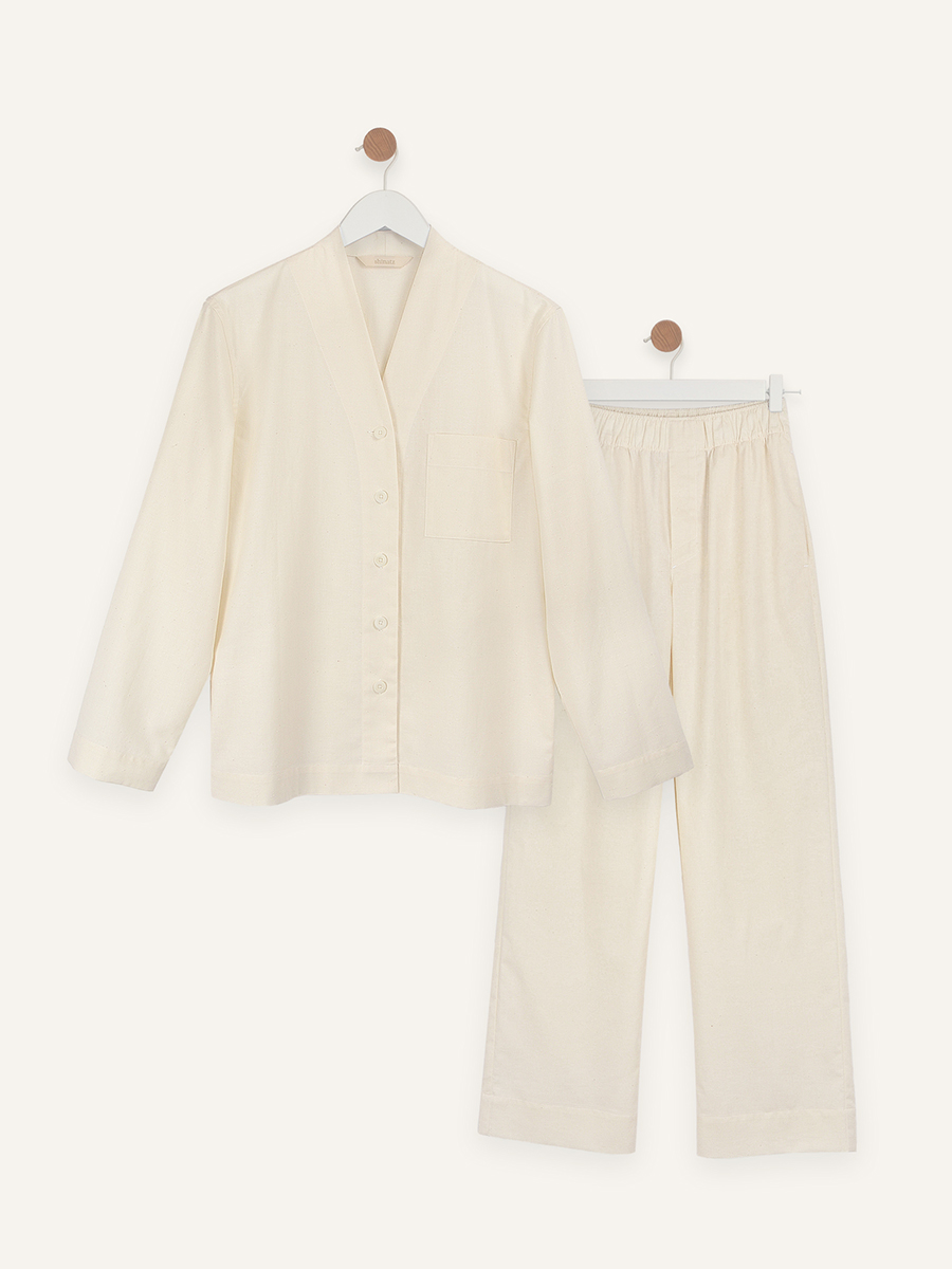 Slub cotton long set