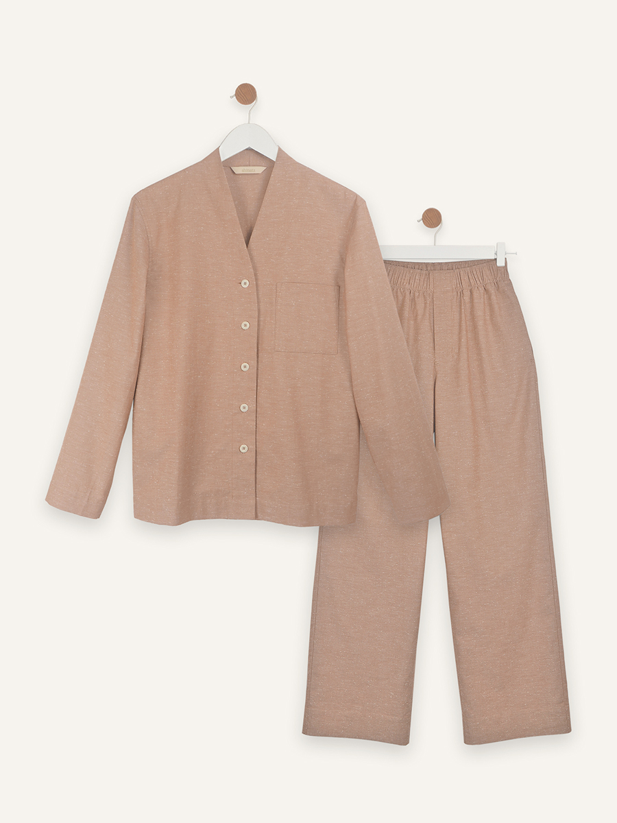 Slub cotton long set