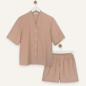 Slub cotton short set