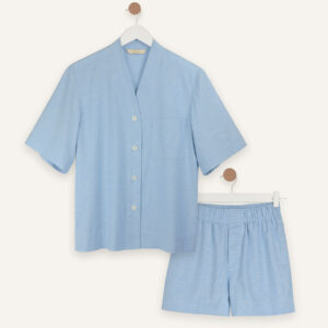 Slub cotton short set