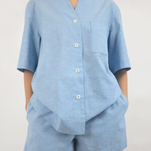 Slub cotton short set